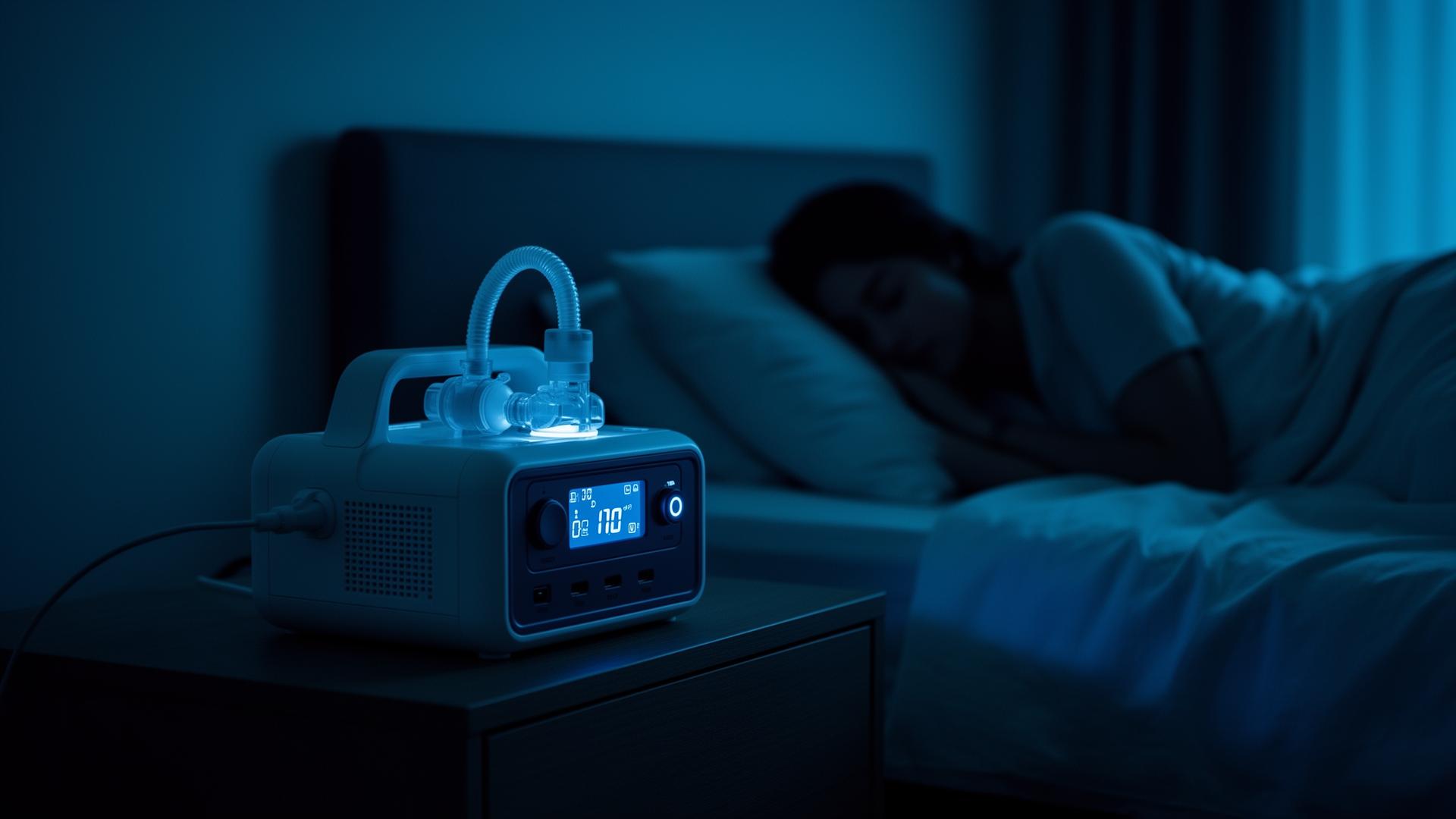 CPAP machine powered overnight by a portable power station